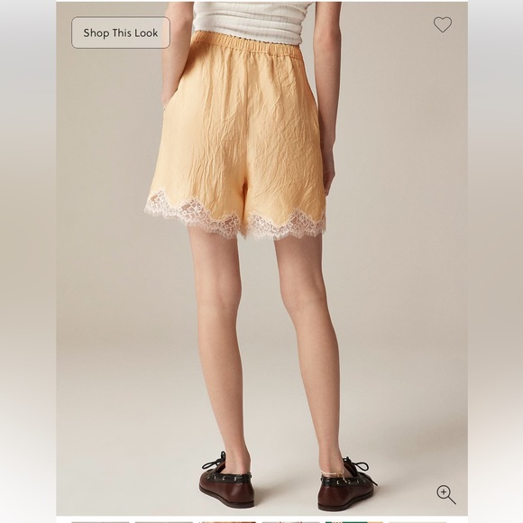 J Crew 5” Stratus Lace-Trim Short In Textured Satin - Banana Cream - Picture 2 of 9